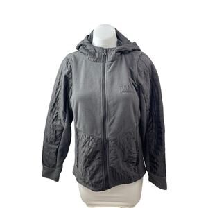 Vantage Gray Quilted Full Zip Long Sleeve Hooded Running Athletic Coat Jacket M